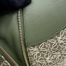 Load image into Gallery viewer, LOEWE hammock Beige/GreenA538S35X43 Canvas Leather Size Small
