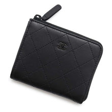 将图像加载到图库查看器中，CHANEL Matelasse L-shaped zipper compact wallet BlackAP3997 Calf Leather
