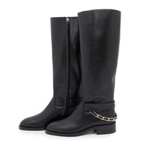 Load image into Gallery viewer, CHANEL chain long boots BlackG39171 Leather
