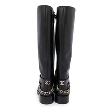 Load image into Gallery viewer, CHANEL chain long boots BlackG39171 Leather
