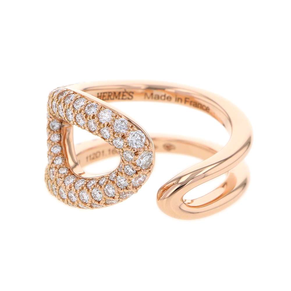 HERMES ★Chaine d'Ancre Punk Ring Size 52/#12 18K Pink Gold