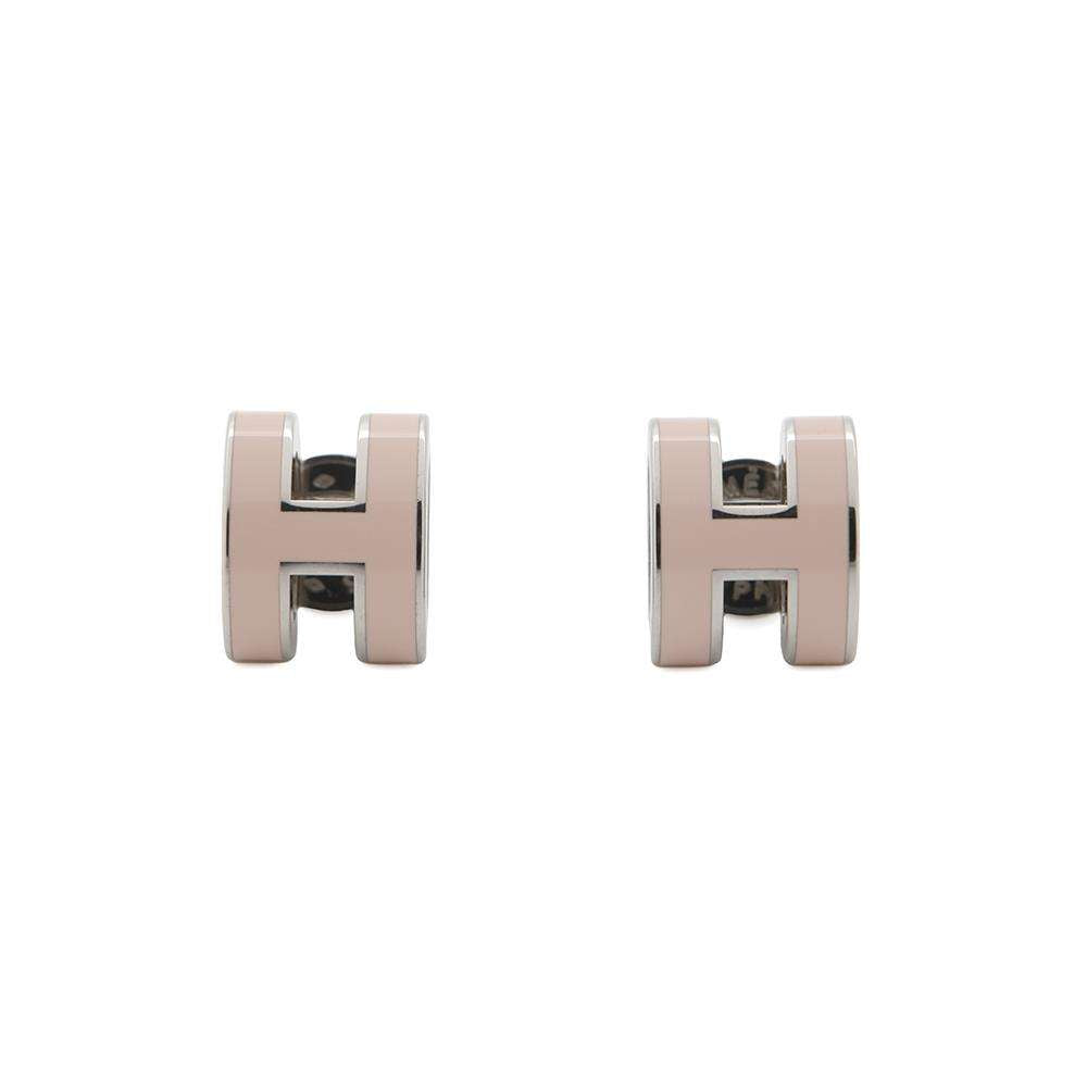 HERMES Pop Ash Earrings Size Mini Rose Dragee Metal Lacquer