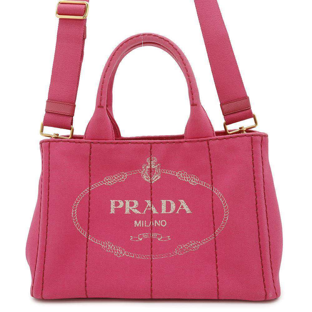 PRADA Canapa ShoulderTote Bag Pink1BG439 Canvas