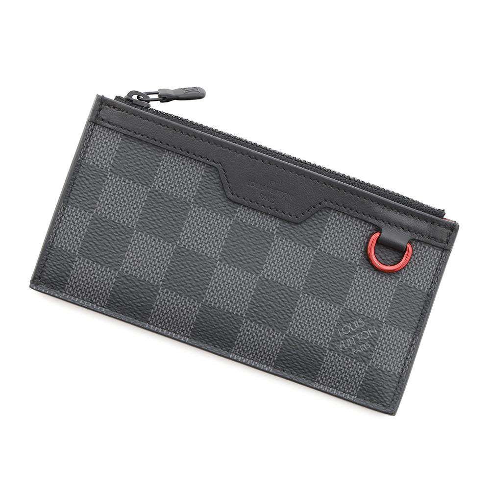 LOUIS VUITTON Utility Coin Card Holder RedN60354 Damier Graphite