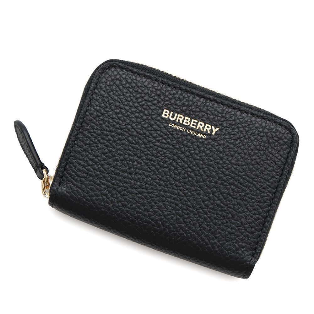 BURBERRY Zip Around Leather Wallet Black Leather