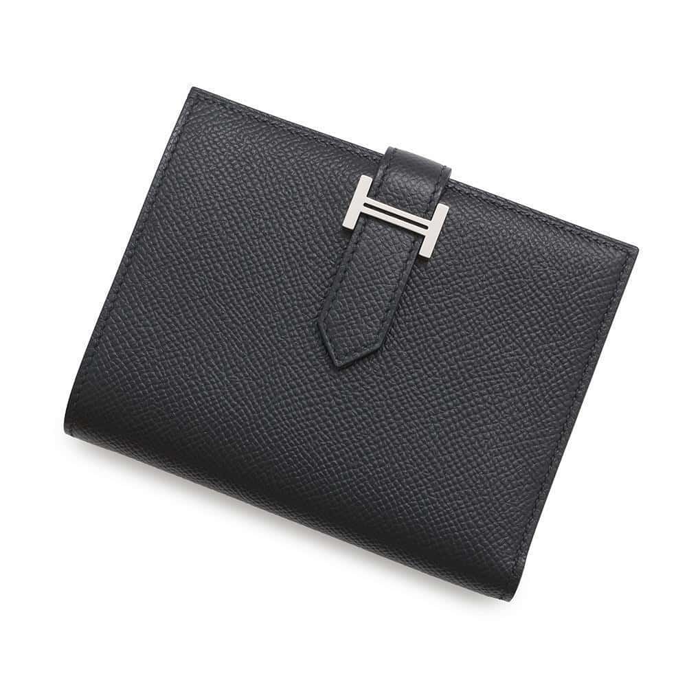 HERMES Bean compact Black Epsom