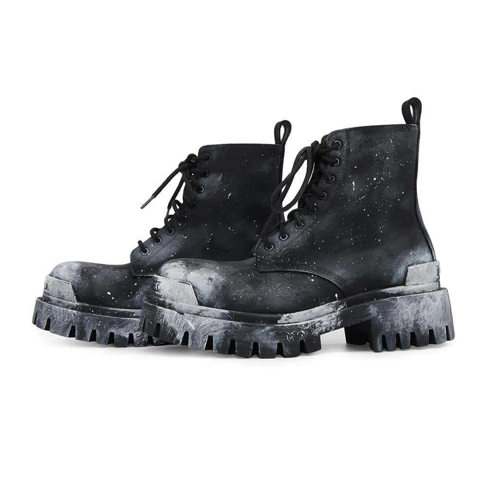 BALENCIAGA Painted Effect Strike Boots Black/White670632