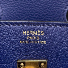 将图像加载到图库查看器中，HERMES Birkin Verso Blue Saphir/Gris Mouette Taurillon Novillo Size 25
