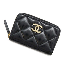 Load image into Gallery viewer, CHANEL Matelasse zip coin purse BlackAP4262 Patent Calf Leather
