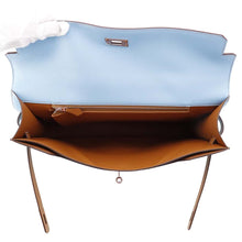 将图像加载到图库查看器中，HERMES Kelly Depeche SPO Verso Celeste/Gold Epsom Size 36
