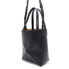 将图像加载到图库查看器中，LOEWE Puzzlefold Tote Bag BlackA657V25X01 Shiny Calf Leather Size Mini
