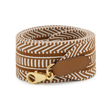 Load image into Gallery viewer, HERMES Bandouliere Sangle Caval Ecru/Beige/Gold Toile Swift Leather Size 2&quot;/41.3&quot;

