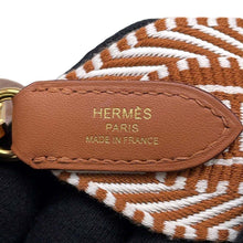 Load image into Gallery viewer, HERMES Bandouliere Sangle Caval Ecru/Beige/Gold Toile Swift Leather Size 2&quot;/41.3&quot;
