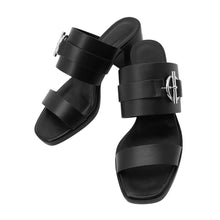 Load image into Gallery viewer, HERMES Sandals 《Cute》 60 Black Calf Leather Size 36
