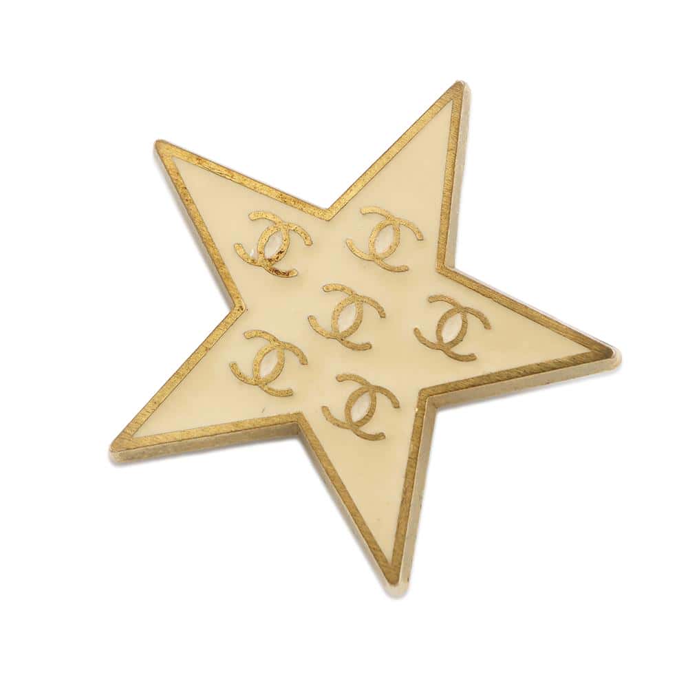 CHANEL Star motif brooch Beige/Gold Metal