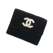 将图像加载到图库查看器中，CHANEL Matelasse Coin purse Black Velour/Rhinestone
