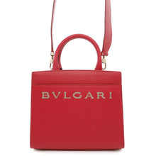 Load image into Gallery viewer, BVLGARI Logo Tote Bag Red291656 Leather Size Small
