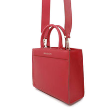 Load image into Gallery viewer, BVLGARI Logo Tote Bag Red291656 Leather Size Small
