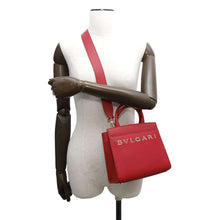 将图像加载到图库查看器中，BVLGARI ★Logo Tote Bag Red291656 Leather Size Small
