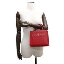 Load image into Gallery viewer, BVLGARI Logo Tote Bag Red291656 Leather Size Small
