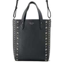 将图像加载到图库查看器中，JIMMY CHOO Pegasi Star Studded 2way Handbag Black Leather
