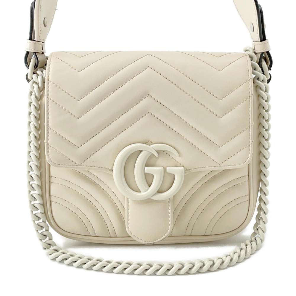 GUCCI GG Marmont 2WAYShoulder White739681 Leather