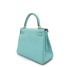 将图像加载到图库查看器中，HERMES Kelly Retourne Blue Atoll Togo Leather Size 28
