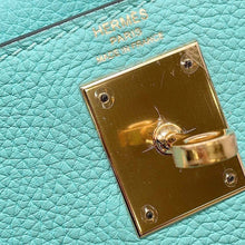 将图像加载到图库查看器中，HERMES Kelly Retourne Blue Atoll Togo Leather Size 28
