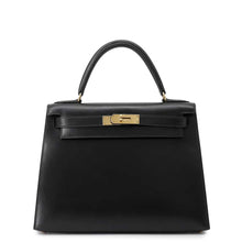 Load image into Gallery viewer, HERMES Kelly Sellier Black Box Calf Leather Size 28
