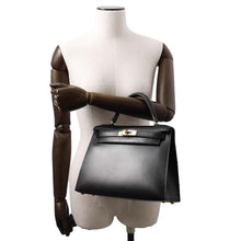 Load image into Gallery viewer, HERMES Kelly Sellier Black Box Calf Leather Size 28
