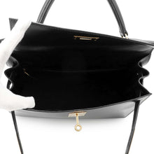 Load image into Gallery viewer, HERMES Kelly Sellier Black Box Calf Leather Size 28

