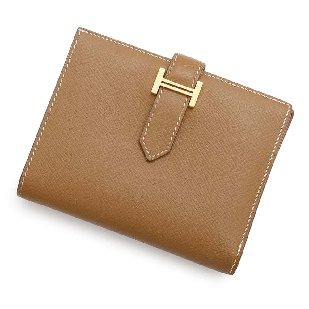 HERMES BEAN Compact Gold Epsom