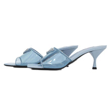 将图像加载到图库查看器中，PRADA open toe clear mules Blue1XX644 Leather PVC Coated Canvas Size 36 1/2
