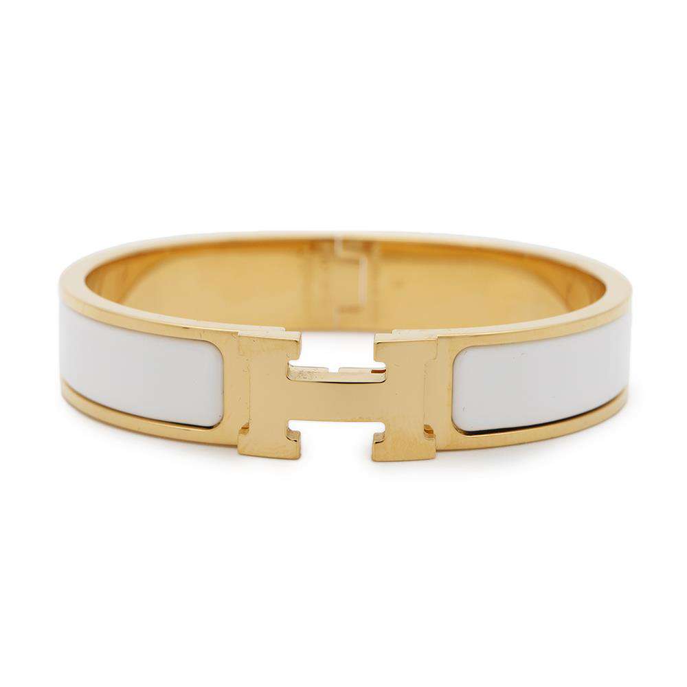 HERMES Clic Clac H Size PM White Metal Enamel