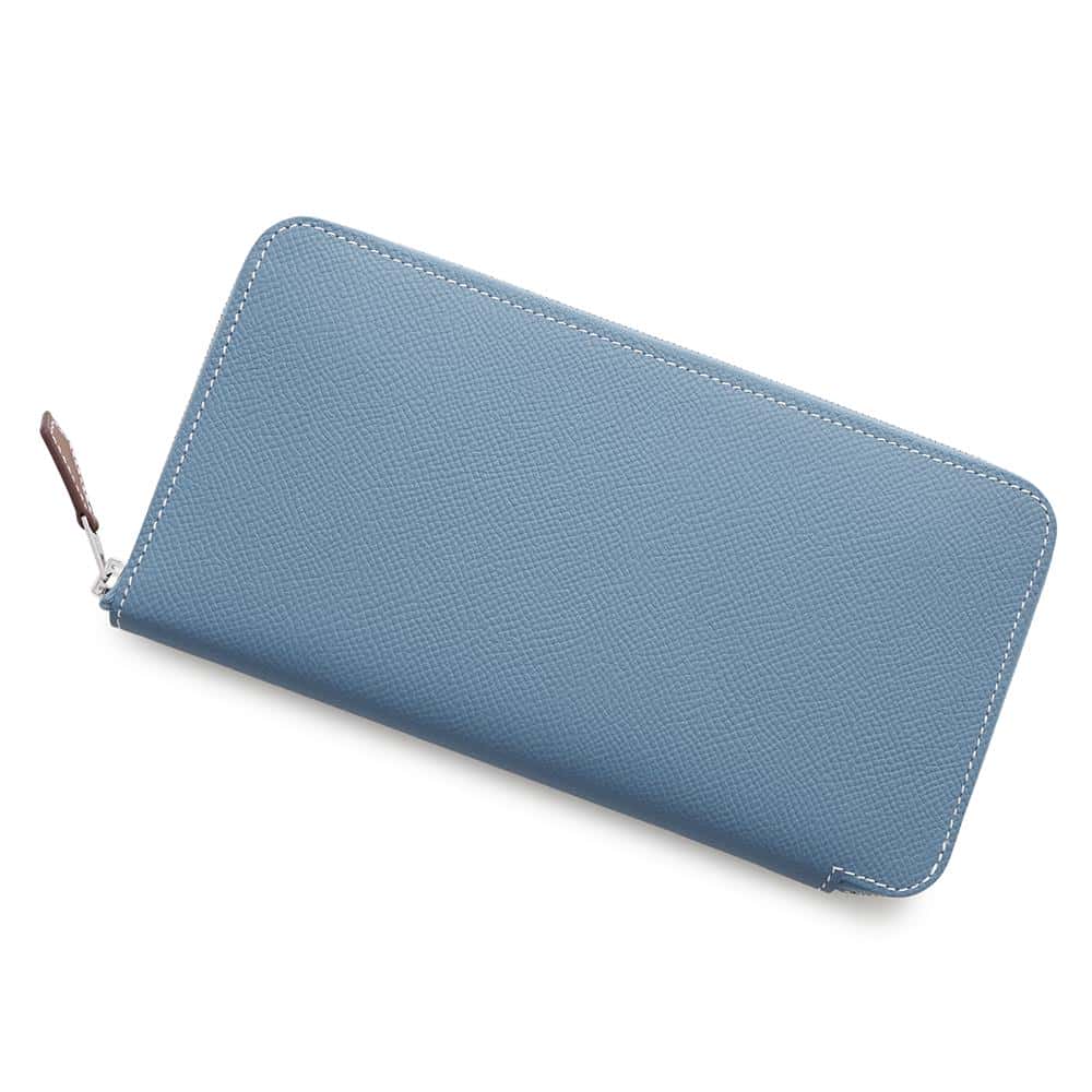 HERMES Azap Long silk in New Blue Jean Epsom