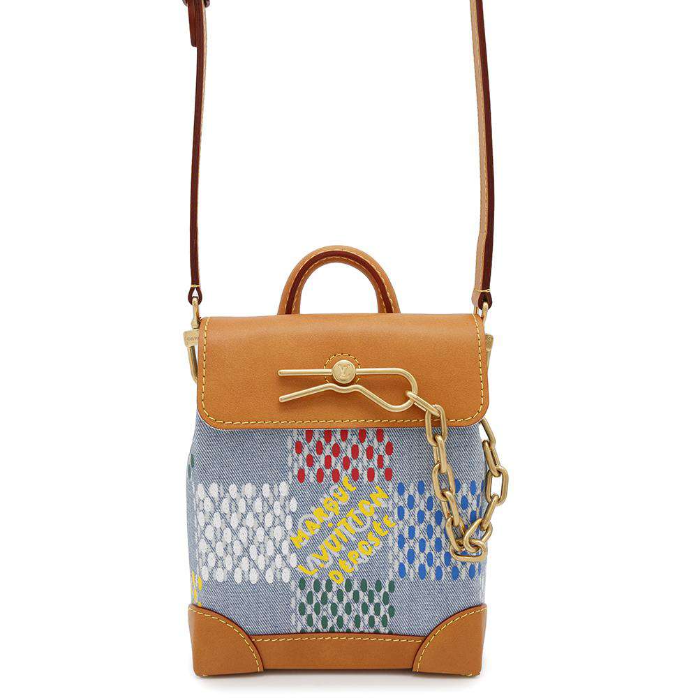 LOUIS VUITTON Nano Steamer MulticolorN00190 LV Birds Damier Denim