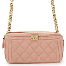 将图像加载到图库查看器中，CHANEL Boy Chanel Chain Wallet Jasmin FlowerA81968 Caviar Leather
