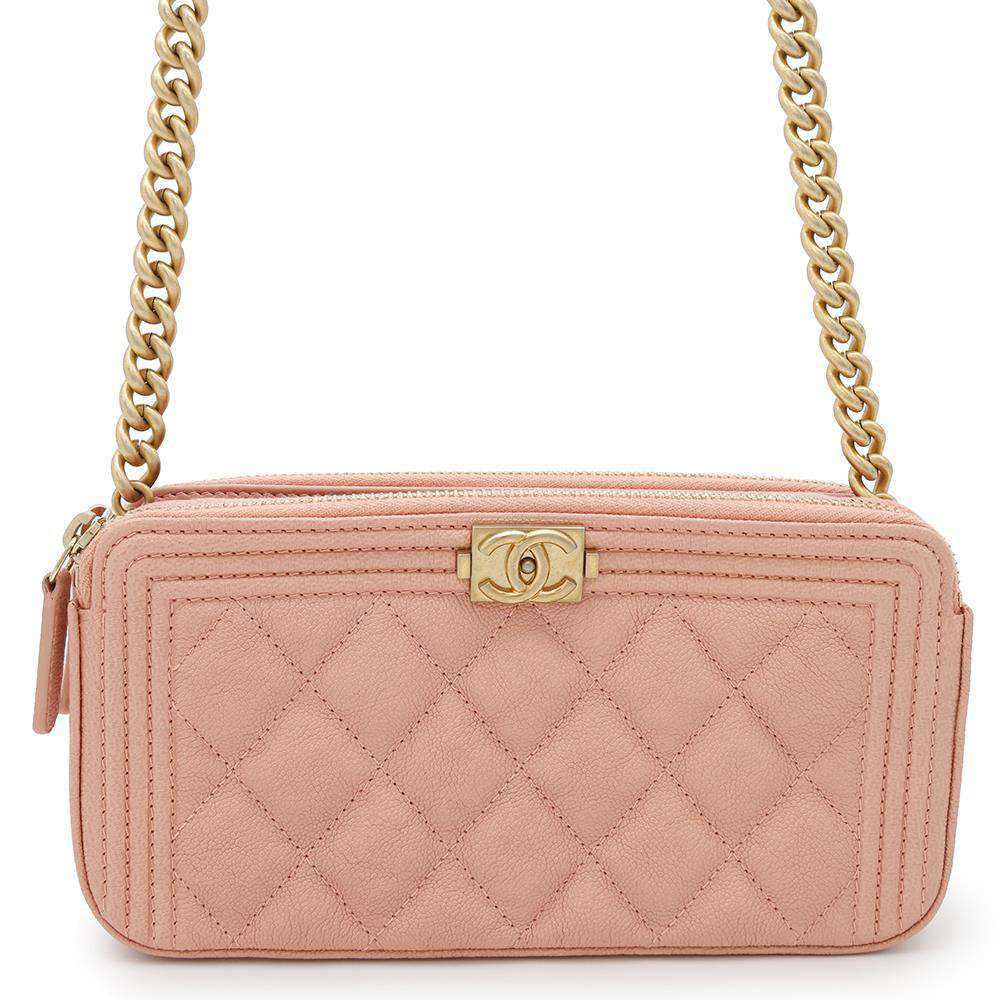 CHANEL Boy Chanel Chain Wallet Jasmin FlowerA81968 Caviar Leather