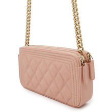 将图像加载到图库查看器中，CHANEL Boy Chanel Chain Wallet Jasmin FlowerA81968 Caviar Leather
