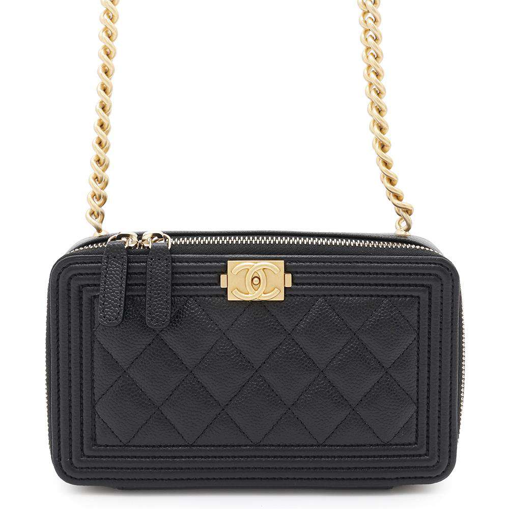 CHANEL Boy Chanel Zip Phone Case BlackAP2756 Caviar Leather