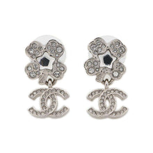 将图像加载到图库查看器中，CHANEL CC Logo Clover Earrings SilverABF239 Metal Rhinestone
