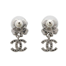 将图像加载到图库查看器中，CHANEL CC Logo Clover Earrings SilverABF239 Metal Rhinestone
