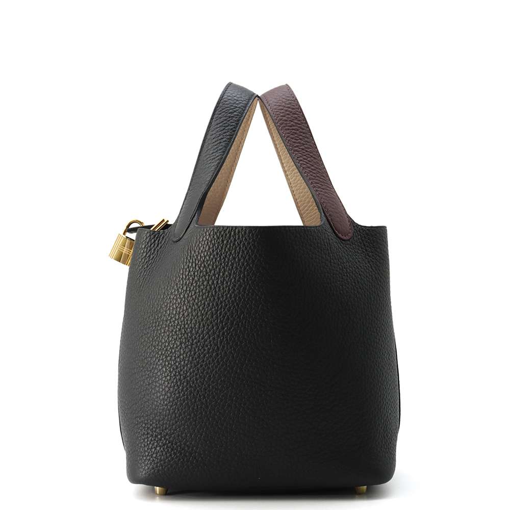 HERMES Picotin Lock Casaque2 Black/Macassar/Beige Marfa Taurillon Clemence Size PM