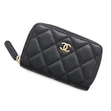 将图像加载到图库查看器中，CHANEL Matelasse Zip coin purse BlackA84511 Caviar Leather
