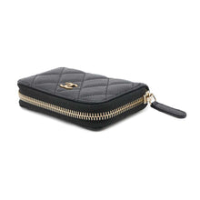 将图像加载到图库查看器中，CHANEL Matelasse Zip coin purse BlackA84511 Caviar Leather
