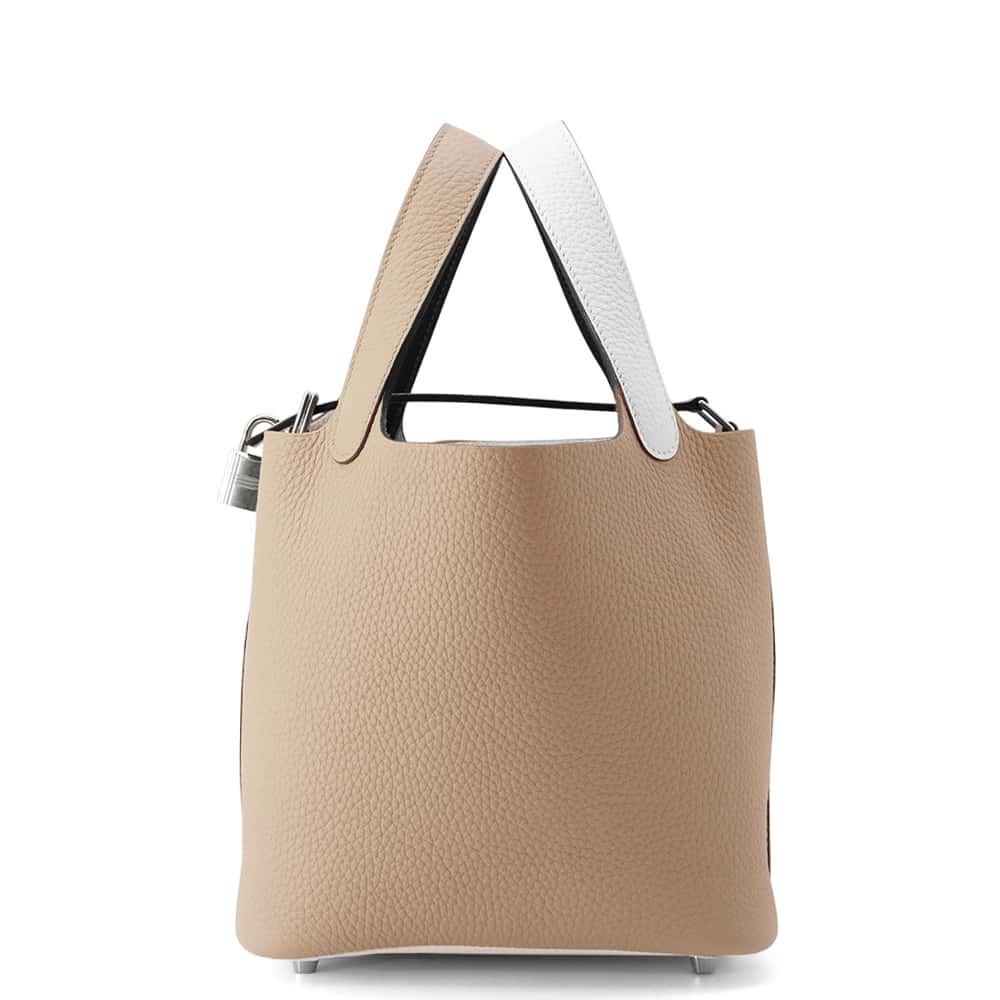 HERMES Picotin Lock Casaque2 Beige Marfa/New White/MacassarピコタンPM Taurillon Clemence Size PM