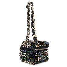 Load image into Gallery viewer, CHANEL CHANEL Logo Vanity Handbag Black/Multicolor Tweed Rhinestone Faux Pearl
