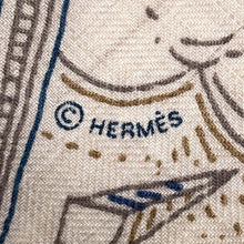将图像加载到图库查看器中，HERMES Kare H Please Hold the Line Size 100 Naturel/Grimoien/Blue Turkan Cashmere70% Silk30%
