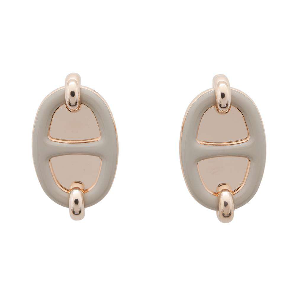 HERMES Mini Mayon Earrings Malograss Metal Enamel