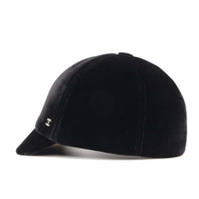 Load image into Gallery viewer, CHANEL Velour CC Logo Cap Size L Black 92% Viscose 8% Silk
